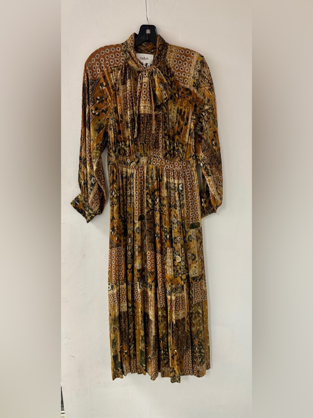 ba&sh Patchwork maxi dress color Ochre size small NWT Peirta Dress